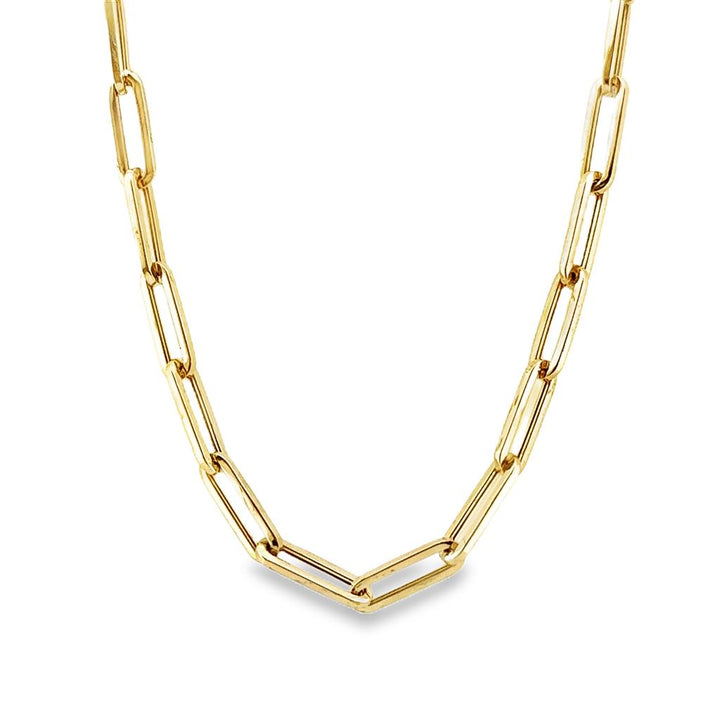 14K Yellow Gold 15.5" Paper Clip Chain, 4mm