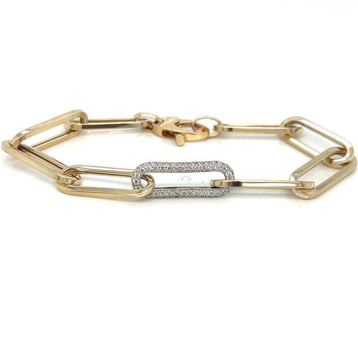 14K Yellow Gold Open Link Bracelet with 0.75 CTW Round Diamonds