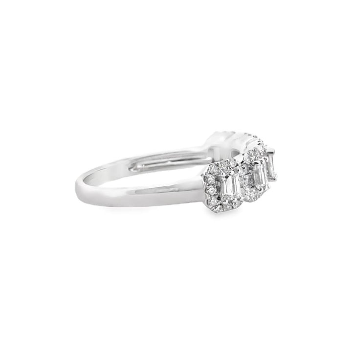 0.67 CTW Round and Baguette Diamond 14K White Gold Ring