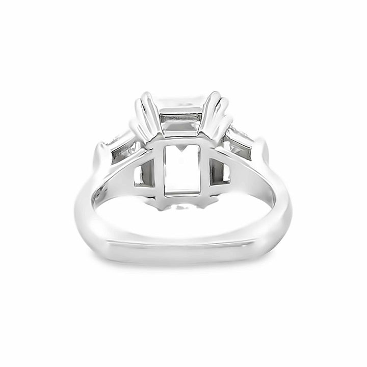 4.02 CT Emerald Cut K VS2 Diamond and 0.75 CTW Trapezoid Diamonds Platinum Ring