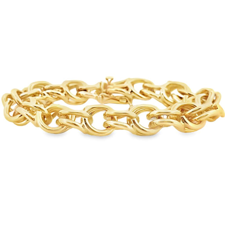 14K Yellow Gold 15mm Wide Vintage Charm Bracelet