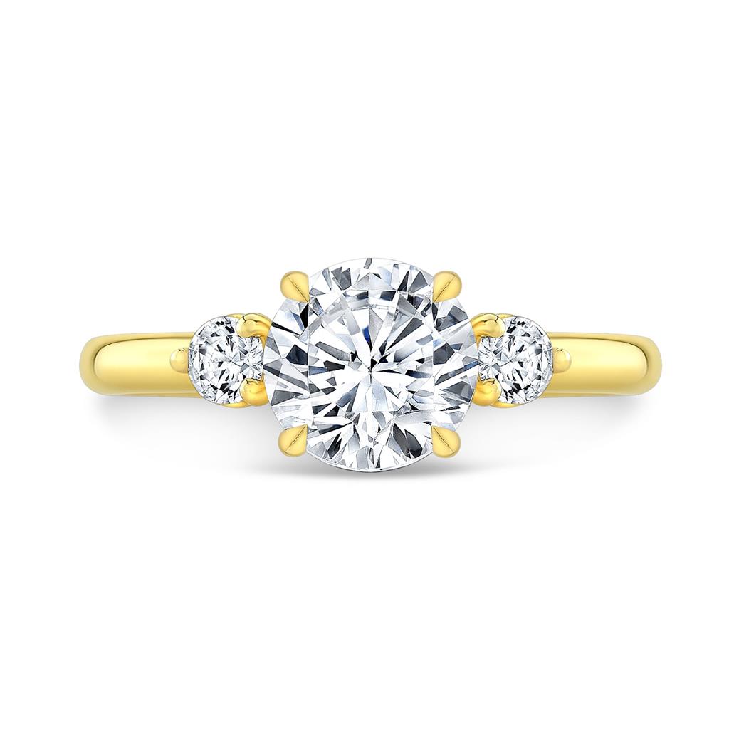 Three Stone Semi-Mount Diamond 18K Gold Engagement Ring