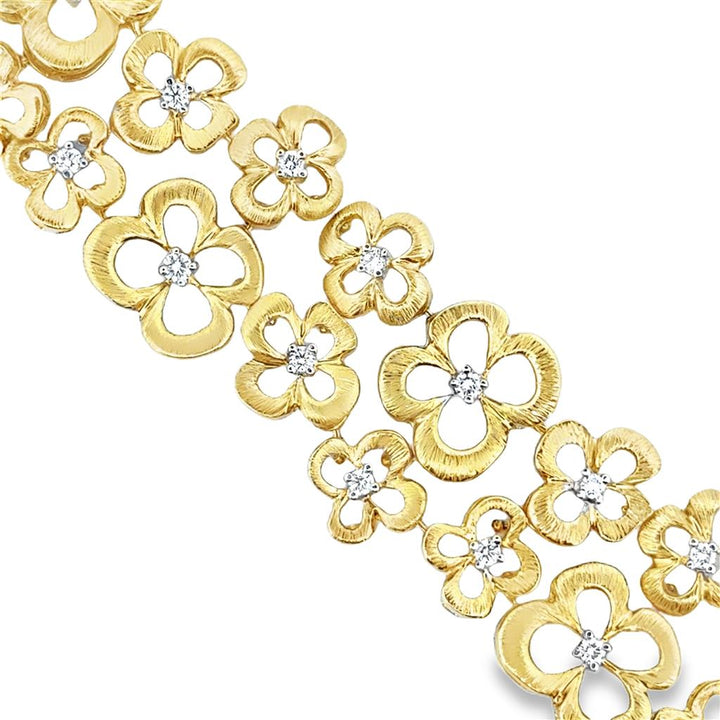 Sal Praschnik 2.60 CTW Diamond 18K Yellow Gold Flower Bracelet