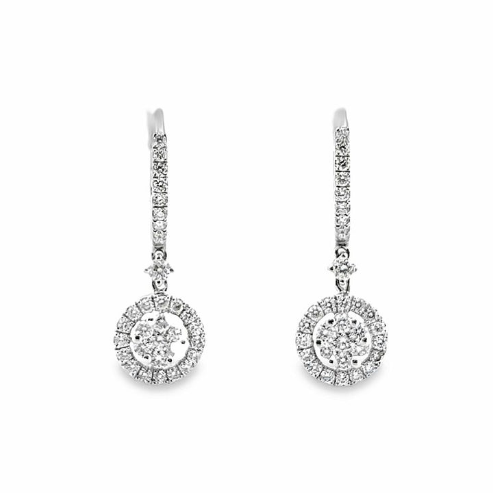 0.84 CTW Round Diamonds 14K White Gold Drop Earrings