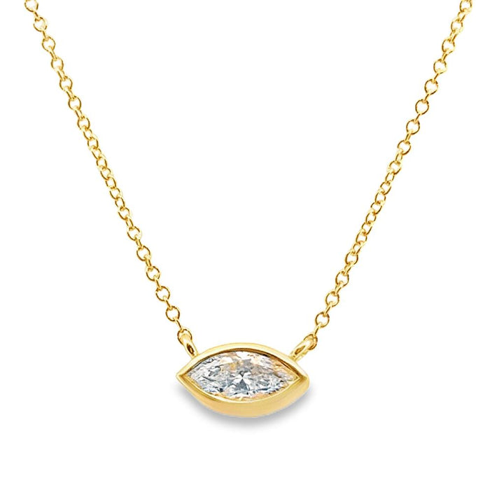 0.48 CTW Horizontal Marquise Diamond Pendant in 14K Yellow Gold