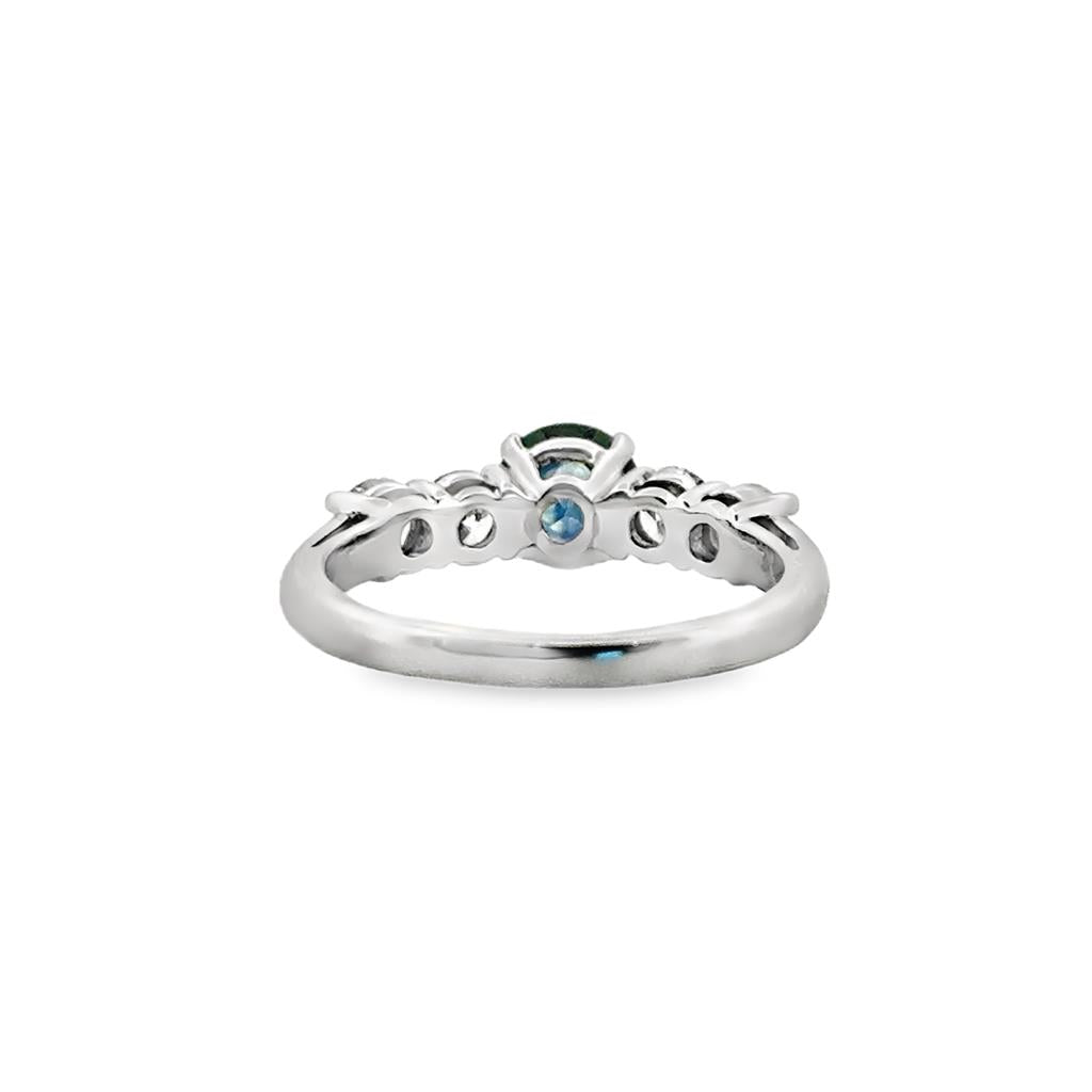 1.00 CT Round Sapphire and 0.80 CTW Diamond Platinum Ring