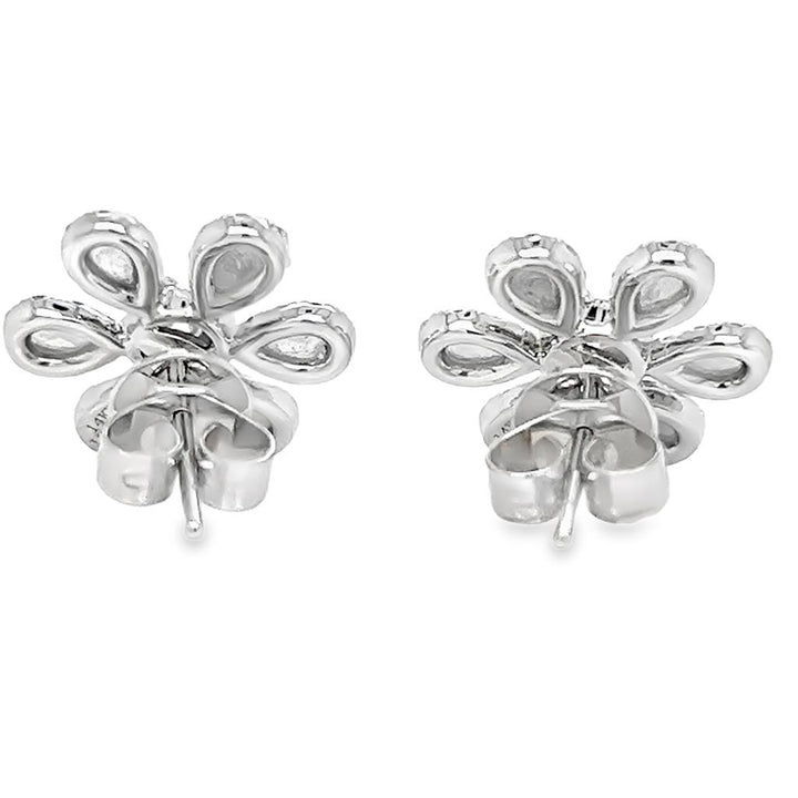 1.03 CTW Diamond 14K White Gold Flower Stud Earrings