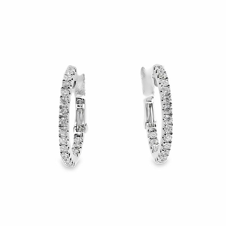 0.77 CTW Diamond Hoop Earrings in 14K White Gold, 20mm