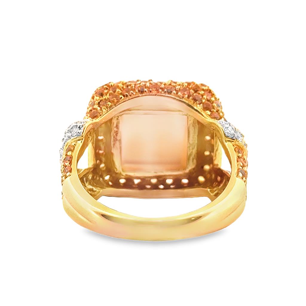 18K Yellow Gold Citrine and Diamond Statement Ring