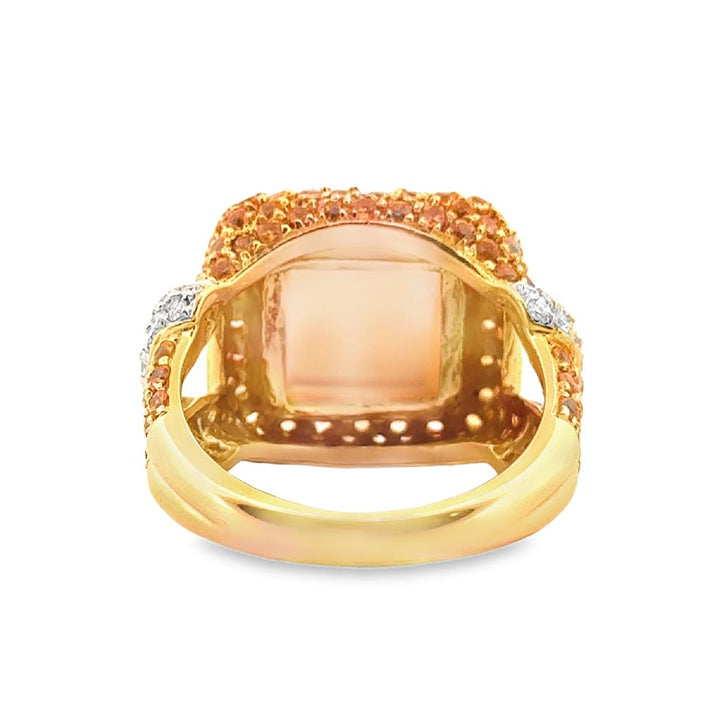 18K Yellow Gold Citrine and Diamond Statement Ring