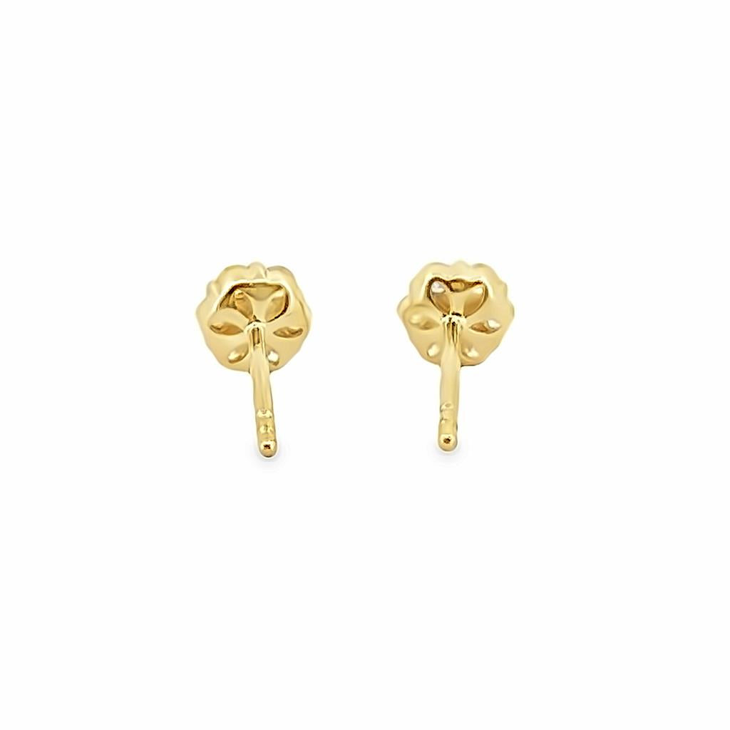 14K Yellow Gold Flower Stud Earrings with 0.29 CT Diamonds