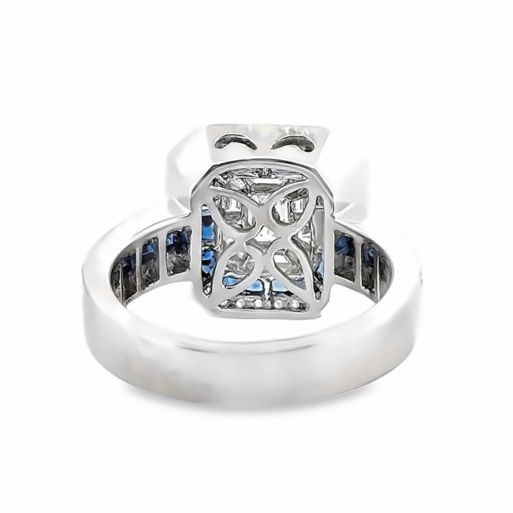 18K White Gold Diamond and Sapphire Ring with 1.60 CTW Diamonds