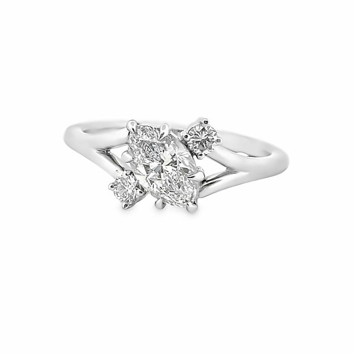 0.89 CT Marquise Diamond and 0.15 CTW Round Diamond 18K White Gold Ring