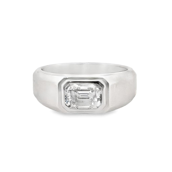 1.05 CT Internally Flawless E Color Emerald-Cut Diamond Ring in Platinum, 7.5mm Band