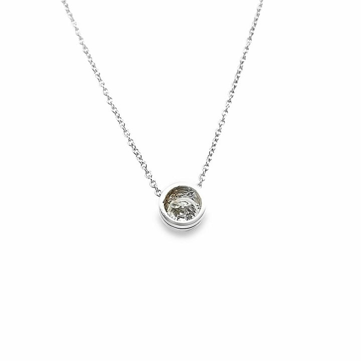 0.65 CTW Bezel Set Diamond Pendant Necklace in 14K White Gold