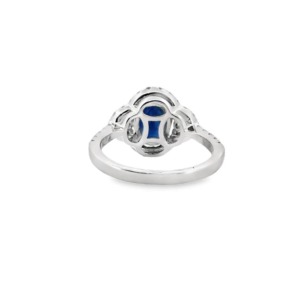 2.04 CT Oval Sapphire & 0.64 CTW Round Diamond 14K White Gold Ring