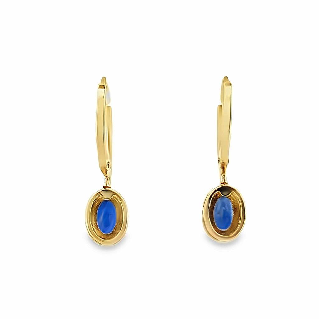 14K Yellow Gold Sapphire Leverback Earrings with 0.22 CTW Diamonds