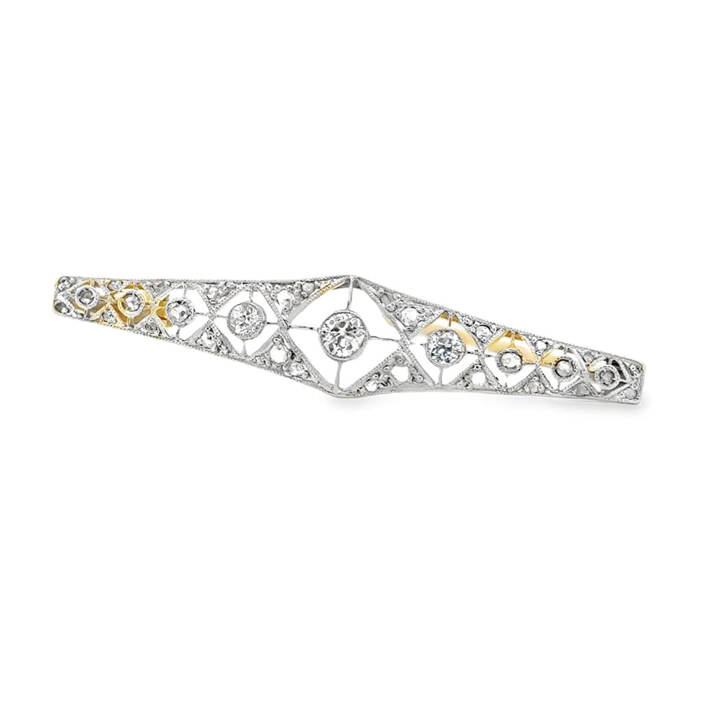 0.40 CTW Vintage Diamond Brooch 18K Yellow & White Gold