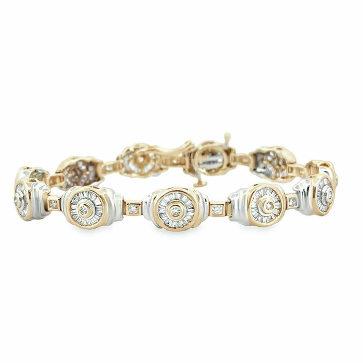 2.53 CTW Diamond Baguette Bracelet in 14K Two-Tone Gold