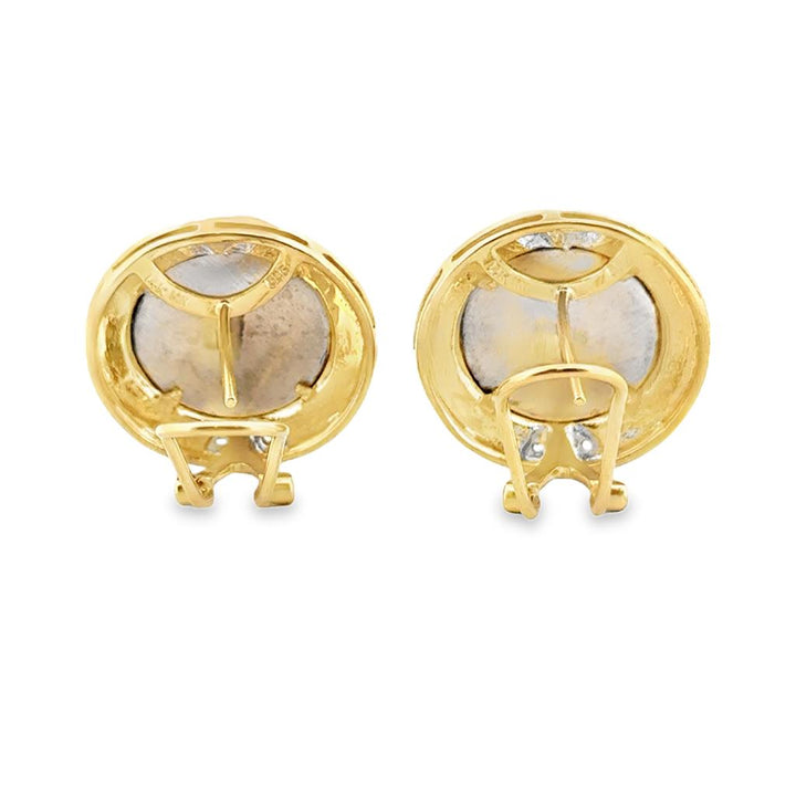 Silver Coin Earrings with 14K Yellow Gold and 0.08 CTW Diamonds