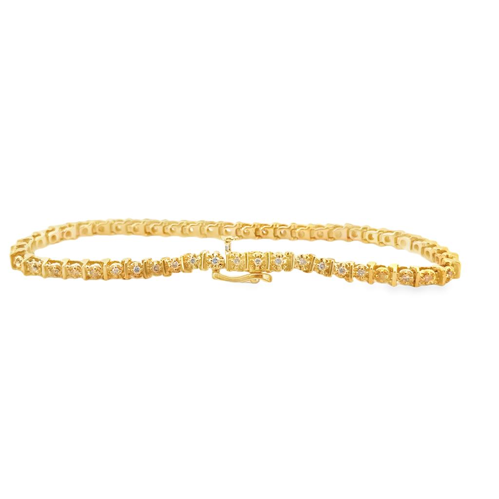 0.75 CTW Diamond Tennis Bracelet, 14K Yellow Gold