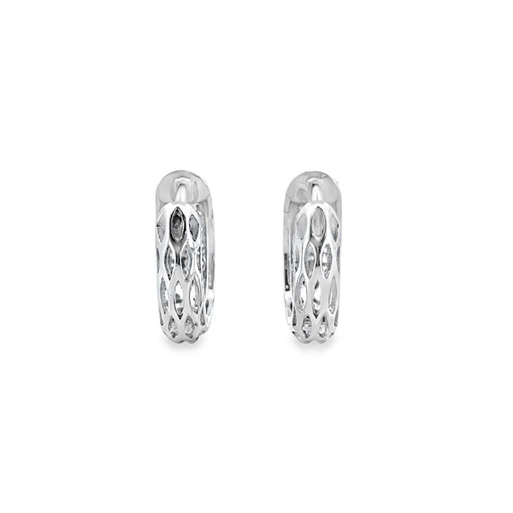 0.50 CTW Round Diamond 14K White Gold Pave Huggie Design Earrings 12.5mm