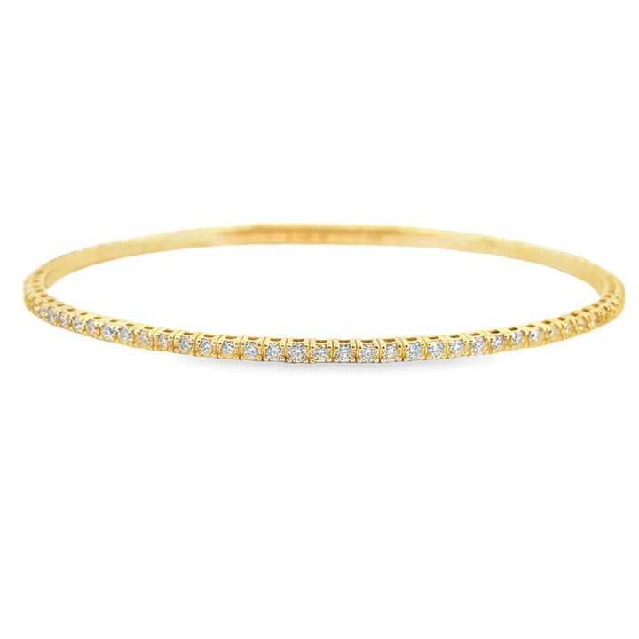 0.92 CTW Flexible Diamond Bangle Bracelet, 14K Yellow Gold