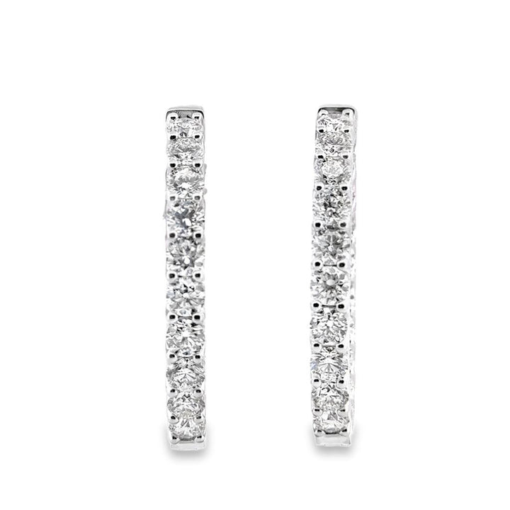 9.95 CTW Inside Out Round Brilliant Diamond Hoop Earrings in 14K White Gold