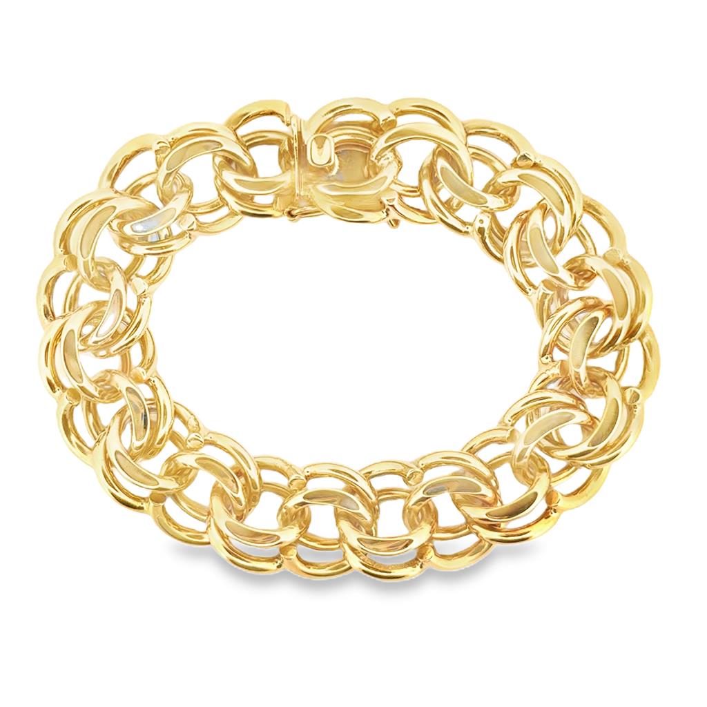 14K Yellow Gold 15mm Wide Vintage Charm Bracelet