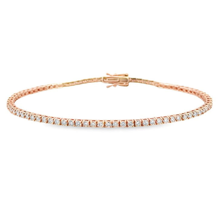 2.18 CTW Round Brilliant Diamond 14K Rose Gold Tennis Bracelet