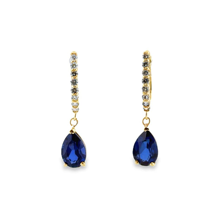 Sapphire and 0.24 CTW Diamond Drop Earrings in 14K Yellow Gold