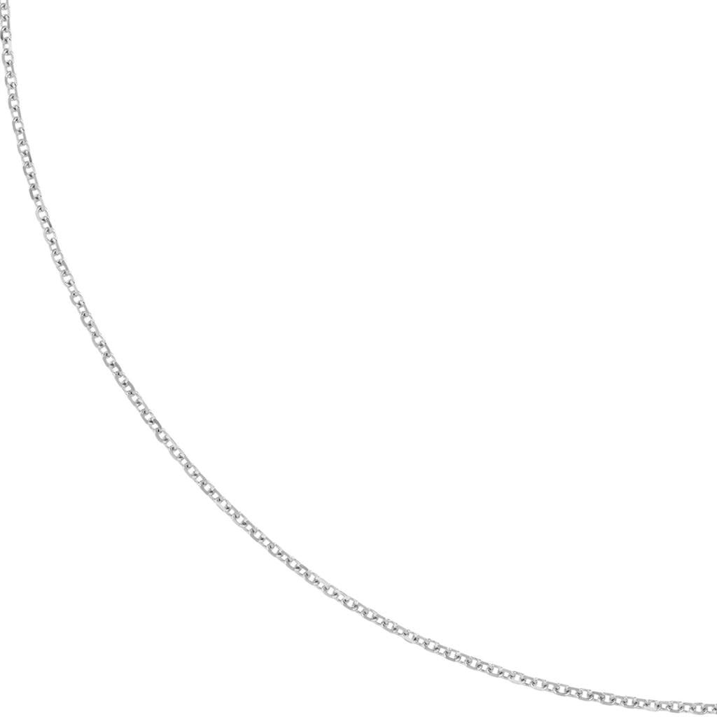 14K White Gold 1.05mm Cable Diamond Cut Link Chain, 18"