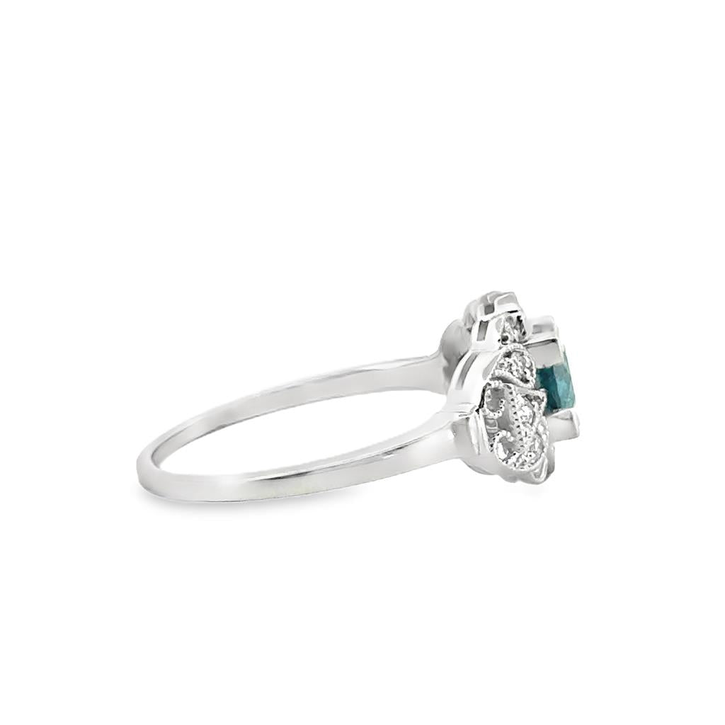 0.50 CT Irradiated Blue Diamond & 0.18 CTW White Diamond Ring in 14K White Gold