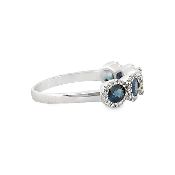 1.68 CTW Oval Sapphires and 0.19 CTW Diamonds 14K White Gold Band