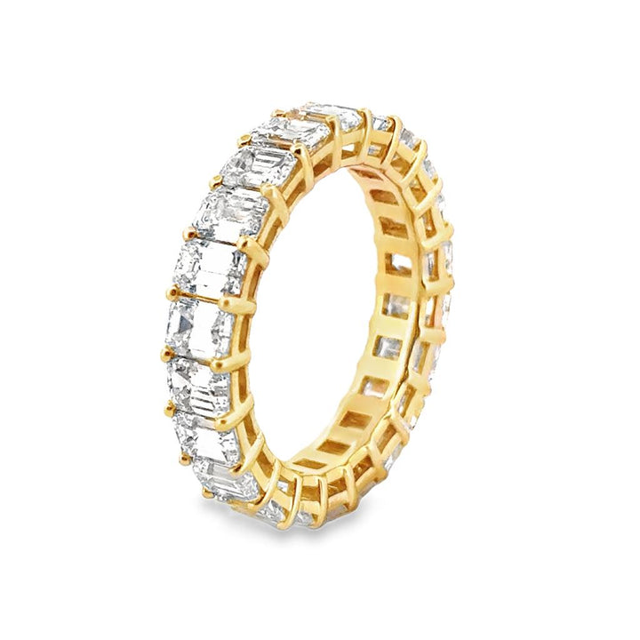 5.35 CT Emerald Cut Diamond Eternity Band in 18K Yellow Gold