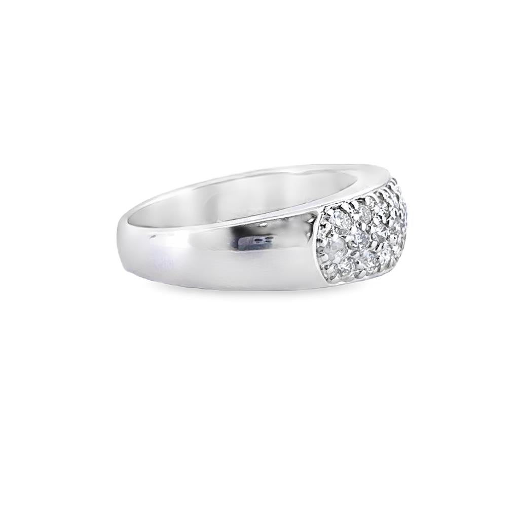 0.65 CTW Round Diamond Pave Band in 14K White Gold, 6mm Wide, Size 5