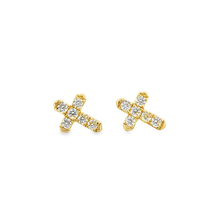 0.26 CTW Diamond Cross Earrings, 14K Yellow Gold