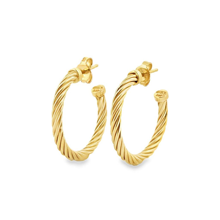 David Yurman Twisted Cable 18K Yellow Gold Hoop Earrings