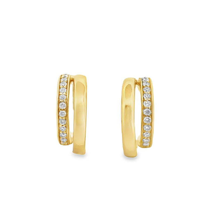 0.24 CTW Round Brilliant Diamond 18K Yellow Gold Small Double Hoop Earrings