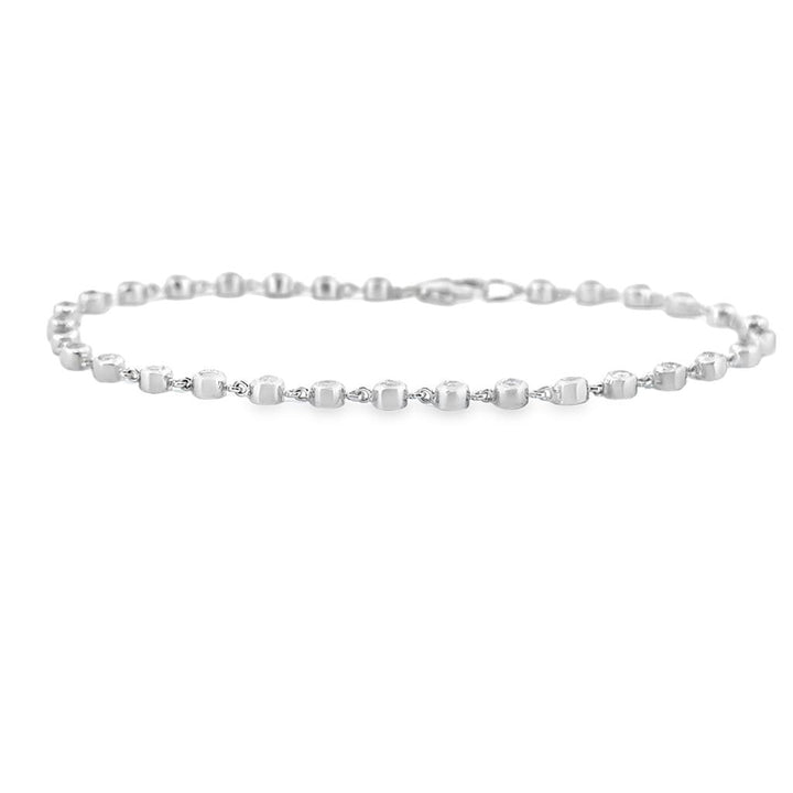 1.00 CTW Diamond Bezel Set Bracelet – 14K White Gold, 7.5"