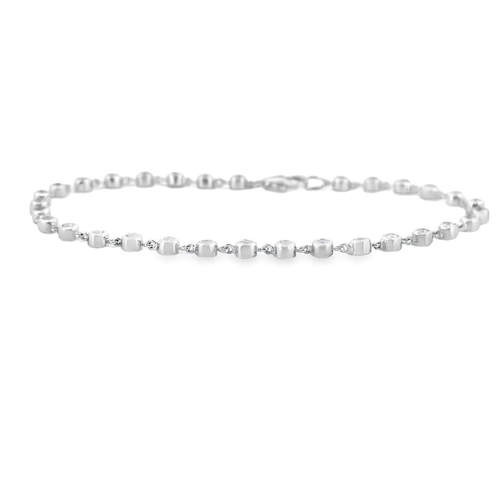 1.00 CTW Diamond Bezel Set Bracelet – 14K White Gold, 7 1/4"