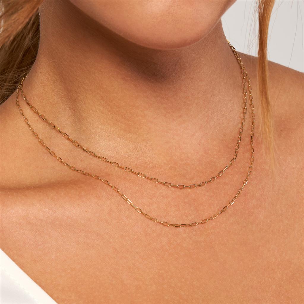 14K Yellow Gold 1.95mm Diamond-Cut Paper Clip Chain Necklace