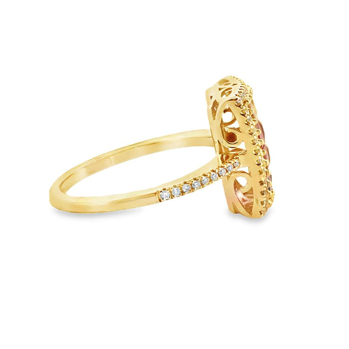 14K Yellow Gold Ring with 1.57 CTW Square Rubies and 0.23 CTW Round Diamonds