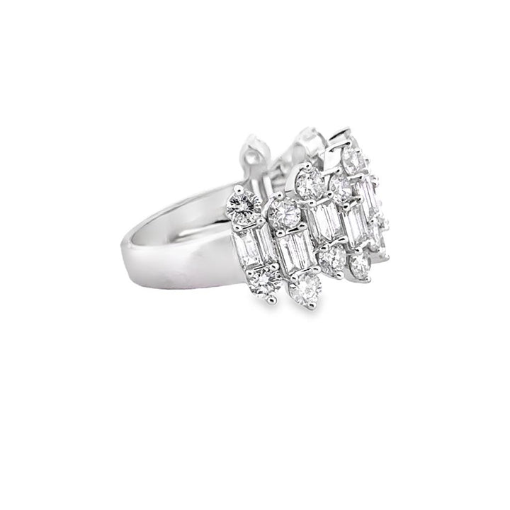 2.10 CTW Baguette and Round Diamond Band Ring in 18K White Gold