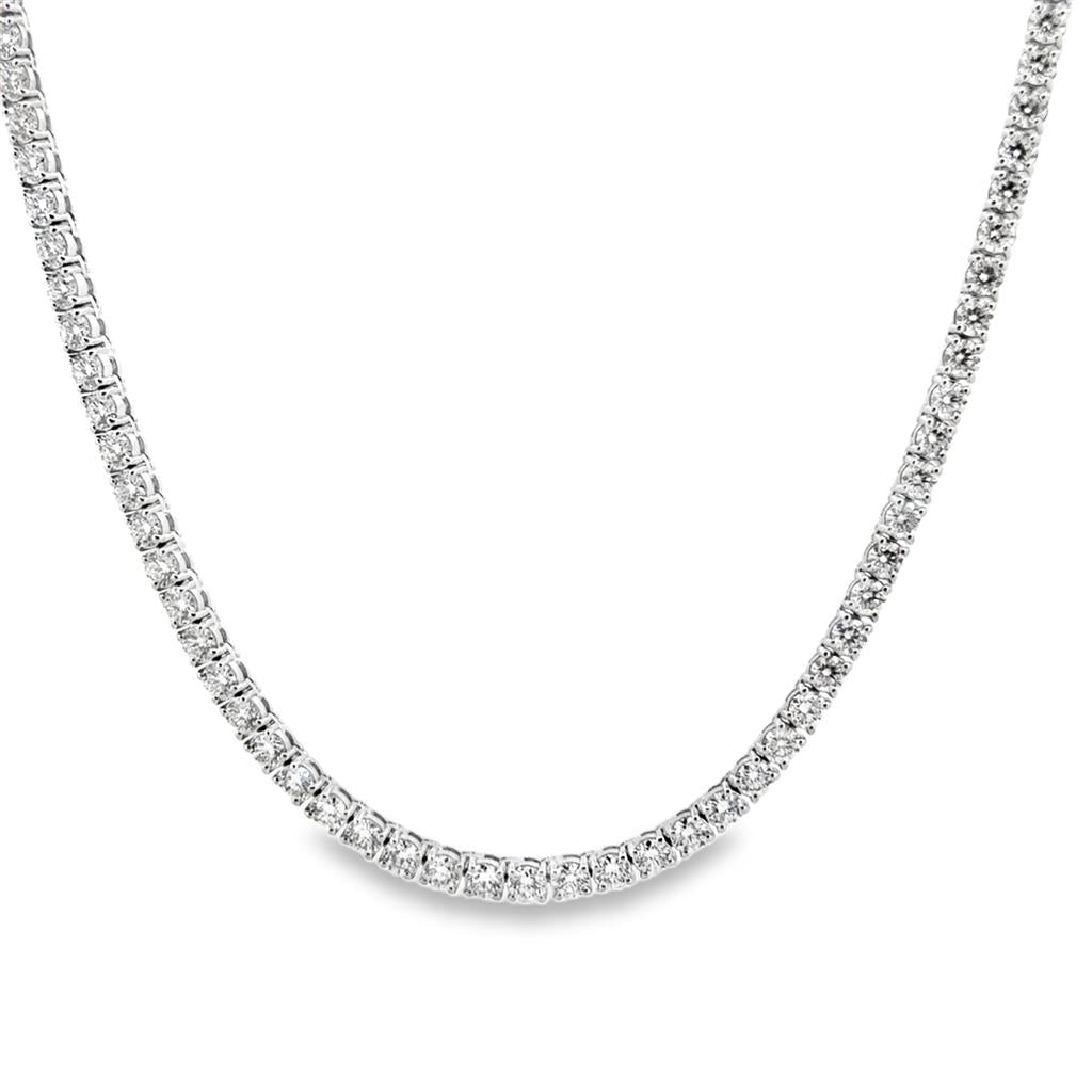 15.80 CTW Diamond Tennis Necklace 14K White Gold – 112 Round Diamonds, 16" Length