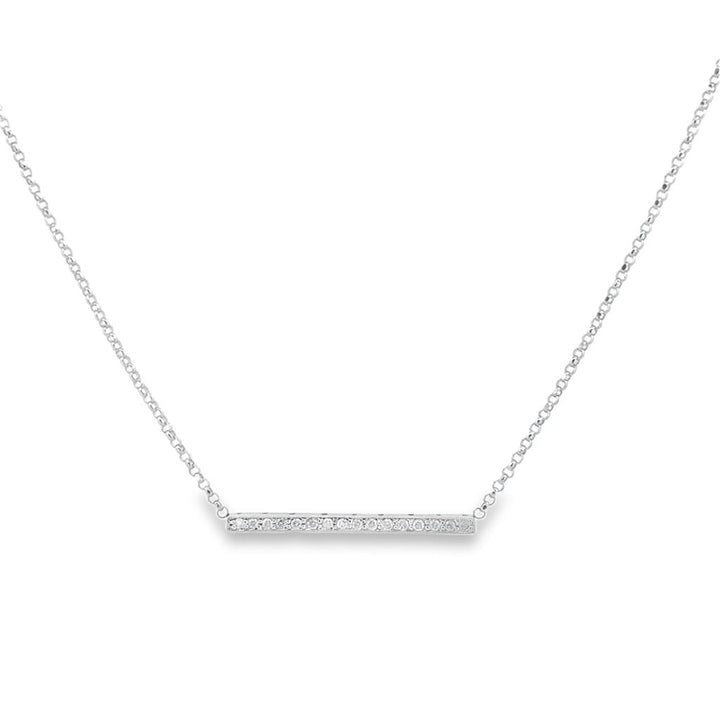 0.16 CTW Diamond Bar Necklace – 14K White Gold, 17"