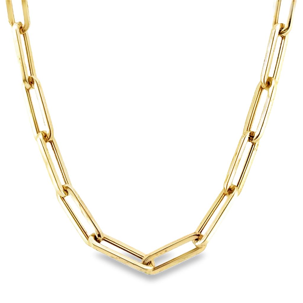 14K Yellow Gold 15.5" Paper Clip Chain, 4mm