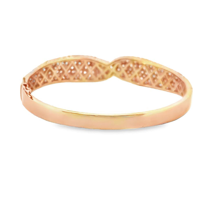 6.49 CTW Diamond Bangle Bracelet 18K Rose Gold – 11.5mm Wide, 6.5"