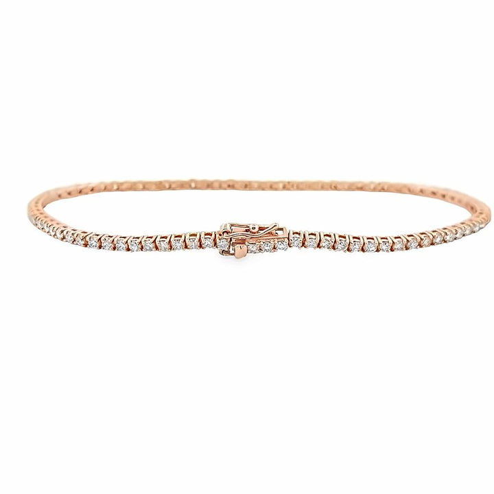 2.18 CTW Round Brilliant Diamond 14K Rose Gold Tennis Bracelet