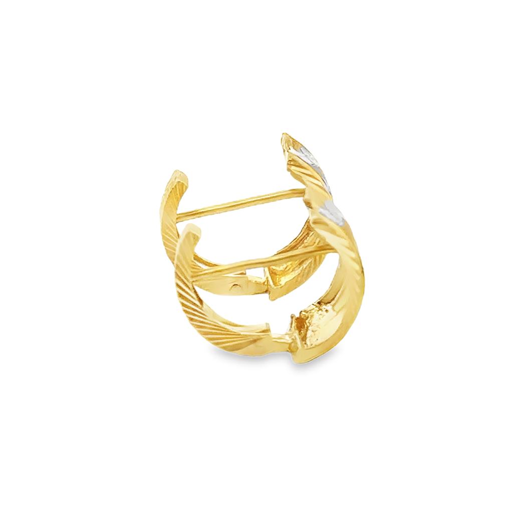 14K Tri-Gold Hoop Earrings with Hinged Post – 14.5mm